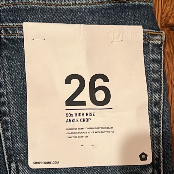 Re/Done Women’s Mid 90’s High Rise Ankle Crop Jeans Size 26 - Picture 10 of 10